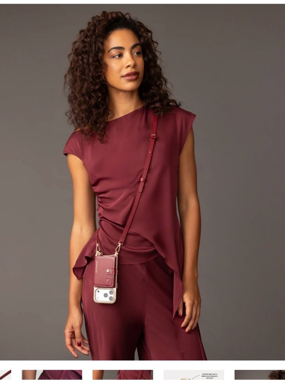 Bandolier Ivy crossbody phone case in cranberry